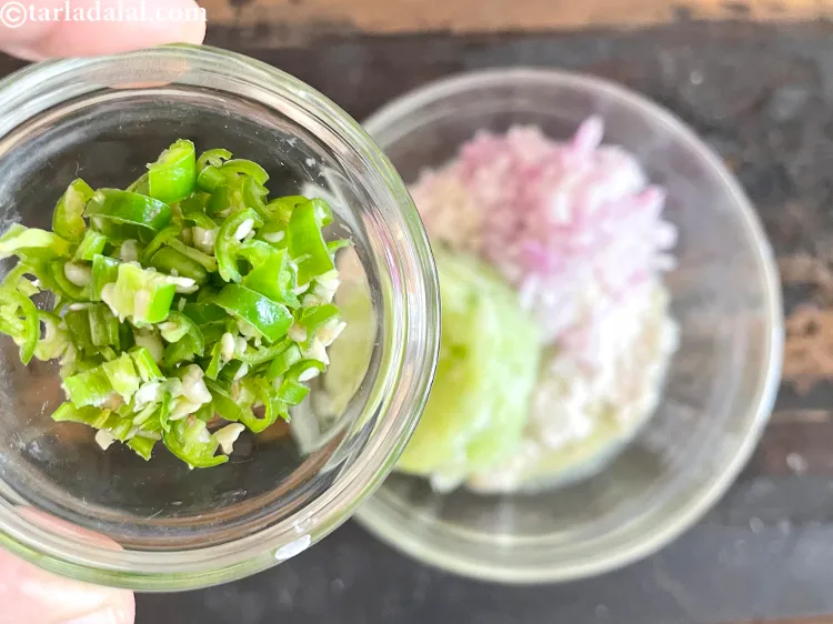 Step 16 – Add 2&nbsp;tsp&nbsp;finely&nbsp;<a href="glossary-chopped-green-chilli-820i">chopped green chillies</a>.&nbsp;Antioxidant&nbsp;<a href="https://www.tarladalal.com/recipes-for-Juices-Rich-in-Vitamin-C-805" target="_blank">vitamin C</a>&nbsp;in&nbsp;<a href="http://www.tarladalal.com/recipes-using-green-chillies-331">green chillies</a>&nbsp;protects the body from effects of …