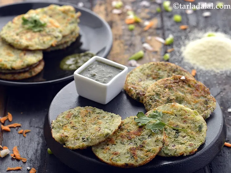 Step 18 – Remove the <strong>Mini Rava Vegetable Pankcake</strong> in a plate. Repeat with the remaining batter to …