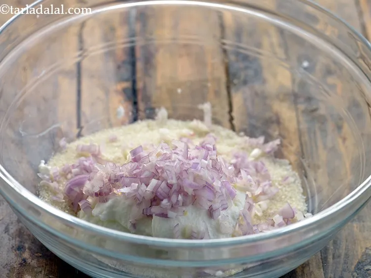 Step 4 – Add finely chopped onions.