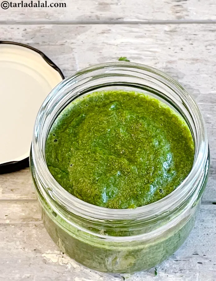 Step 26 – Or store <strong>mint coriander chutney | coriander mint chutney |&nbsp;</strong>in a glass jar in the …