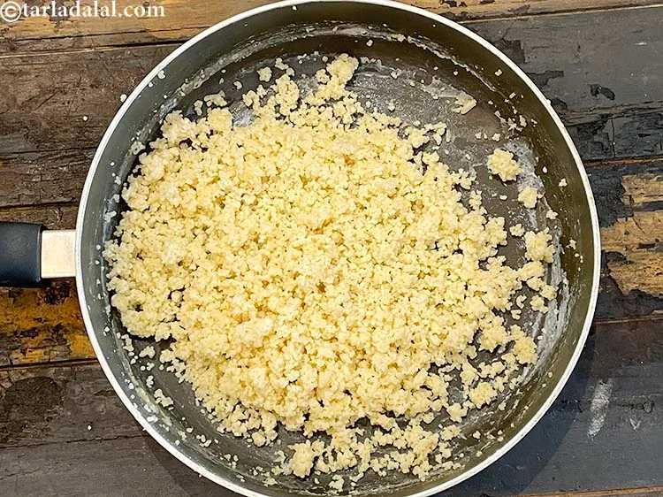 Step 11 – Mix the water in gently and the couscouss will get moist and separate.