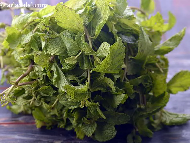 Step 5 – Take a bunch of fresh mint leaves, separate the leaves from the stem.