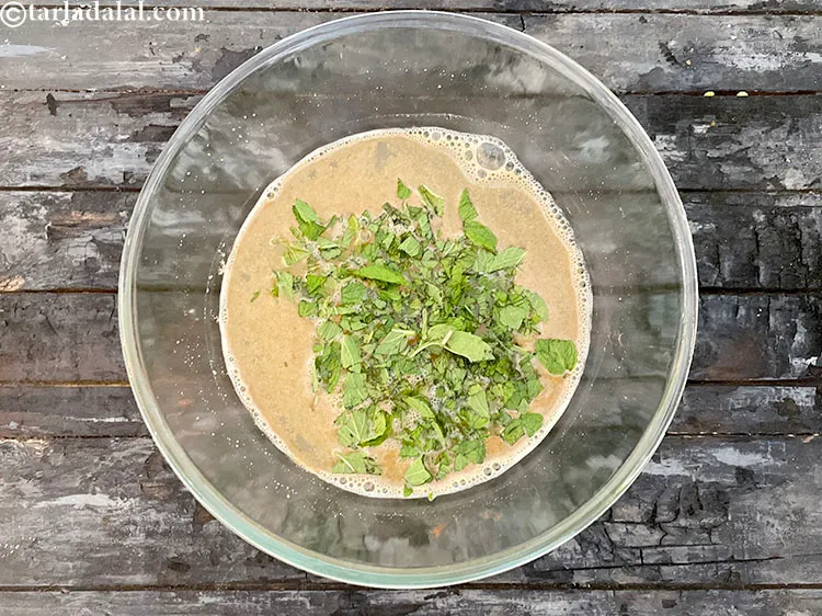 Step 14 – Add&nbsp;<meta charset="UTF-8" />2 tbsp&nbsp;<a href="glossary-chopped-mint-788i">chopped mint leaves (phudina)</a>.