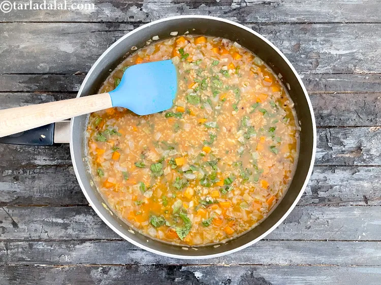 Step 31 – Mix <strong>minty vegetable oats soup | Indian oats vegetable soup | oats mint vegetable soup …