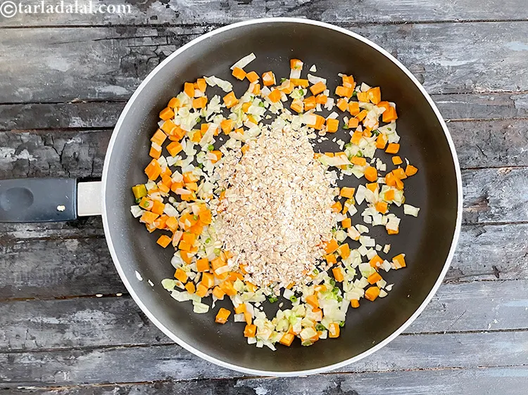 Step 21 – Add&nbsp;<meta charset="UTF-8" />1/2 cup&nbsp;<a href="glossary-quick-cooking-rolled-oats-rolled-oats-547i">quick cooking rolled oats</a>.