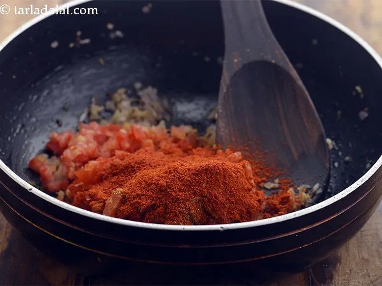 Step 23 – Add chilli powder and kashmiri red chilli powder. While regular chilli powder imparts the spice, …