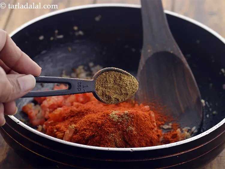 Step 24 – Add garam masala. I have used&nbsp;<a href="https://www.tarladalal.com/Punjabi-Garam-Masala-1448r" target="_blank">Punjabi Garam Masala</a> for this <strong>misal recipe</strong>.