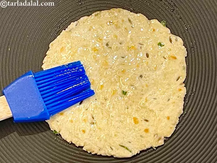 Step 19 – Again turnover <strong>Rajasthani missi roti | Rajasthani paratha | masala besan roti | missi roti …