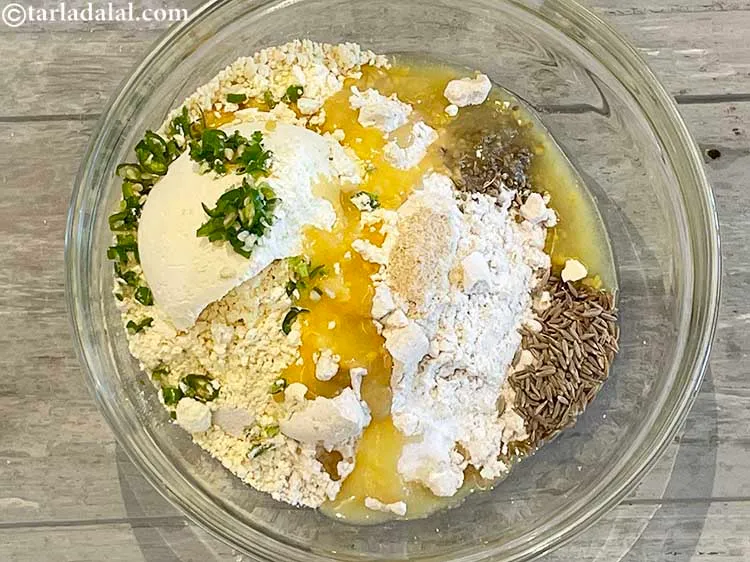 Step 9 – Add 1&nbsp;finely chopped green chilli. This gives a little spice to the roti.