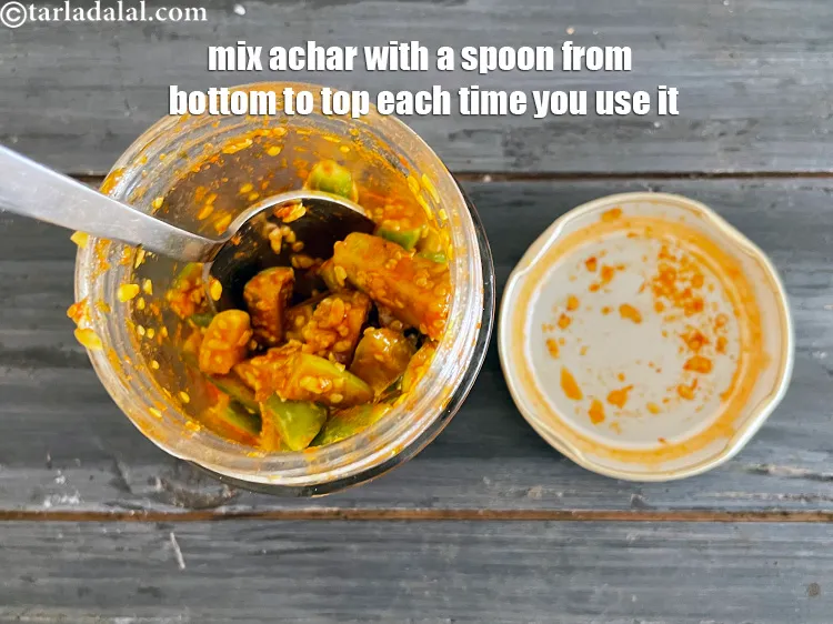 Step 24 – Remember to mix the tendli ka achar with a clean spoon from bottom to top …
