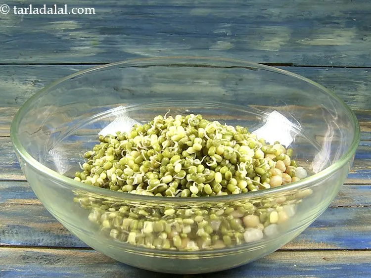 Step 28 – Add par-boiled moong sprouts.