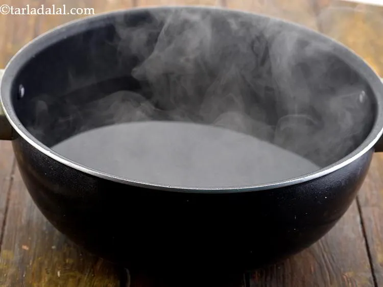 Step 3 – Take a deep non-stick pan and fill it up with enough water in a deep …