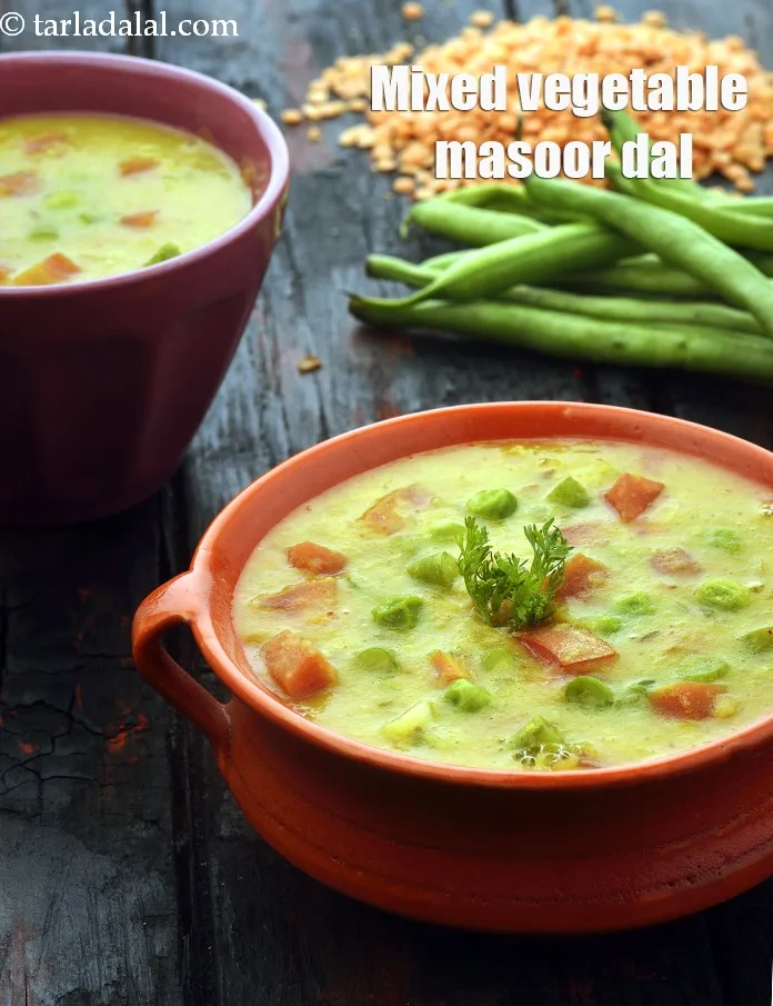 Step 28 – Serve <strong>masala masoor dal with mixed vegetables recipe | mixed vegetable masoor dal | Indian …