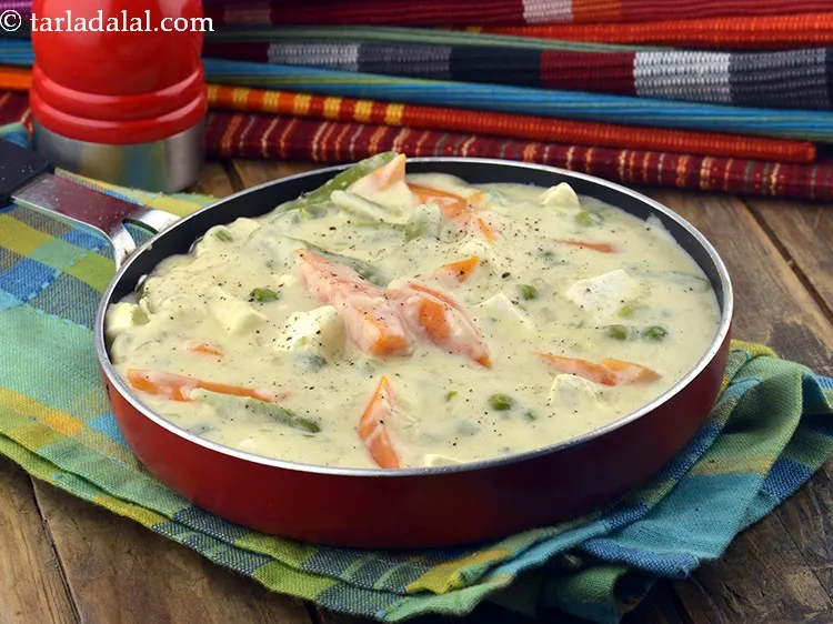 Step 17 – Serve <strong>mixed vegetables in creamy sauce recipe | vegetables in white sauce | creamy mixed …