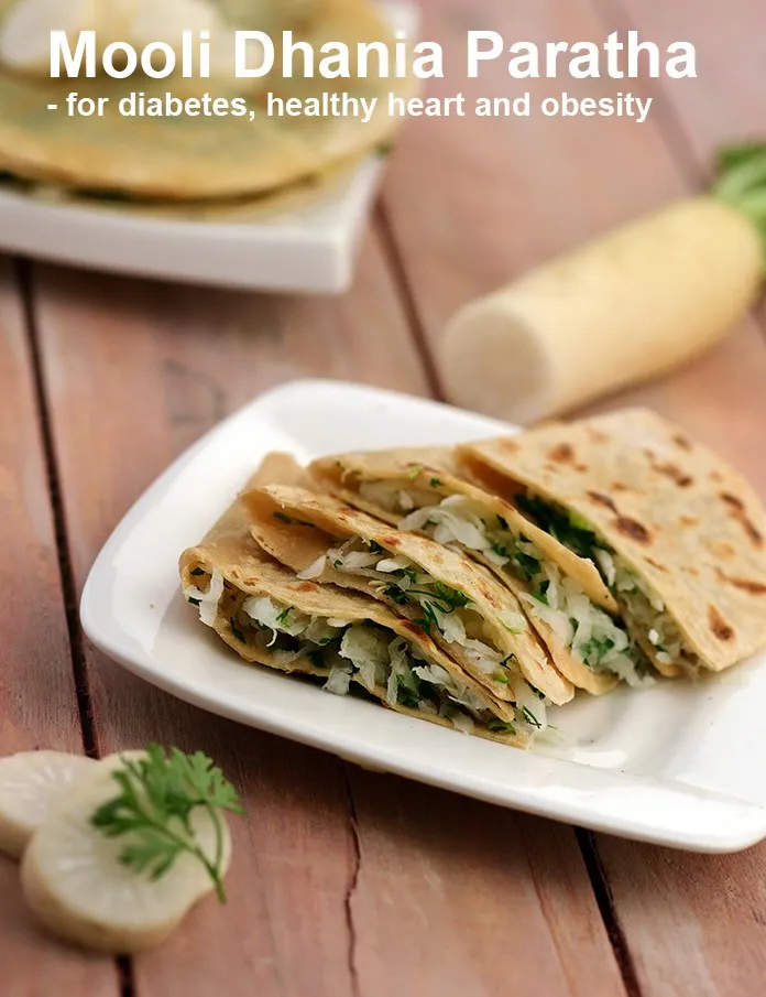 Step 50 – <strong>Mooli Dhania Paratha &ndash; for diabetes, healthy heart and obesity.</strong>