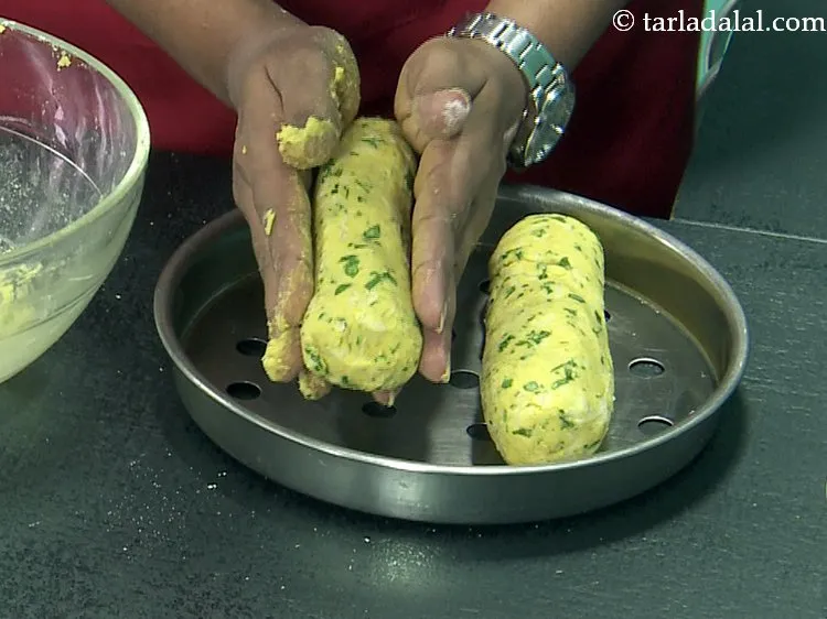 Step 18 – Shape each portion into approximately 150 mm. (6&rdquo;) length and 25 mm. (1&rdquo;) in diameter …