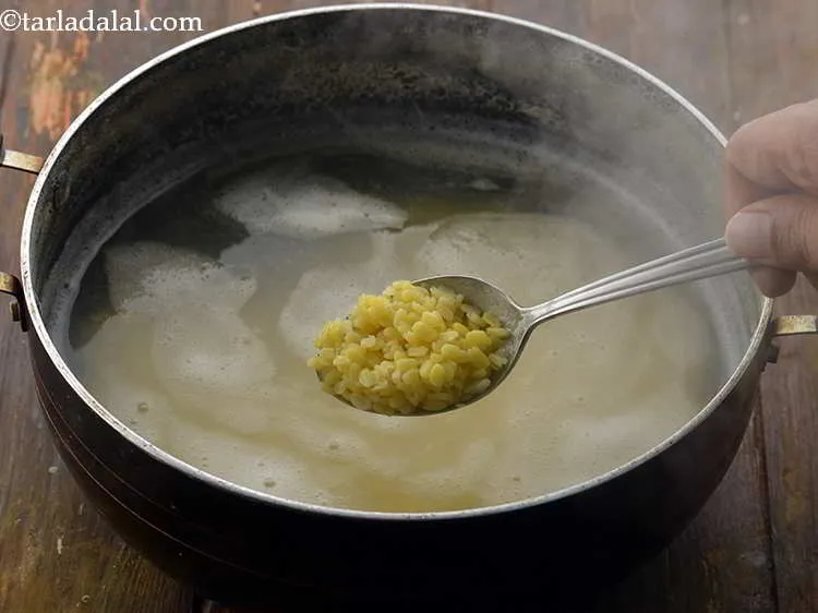 Step 32 – Do not over cook the moong dal. It should be 90% cooked, but not mushy.