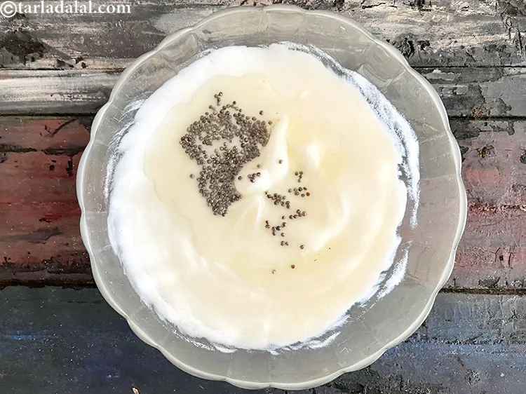 Step 43 – Add this tempering to the whisked curds.