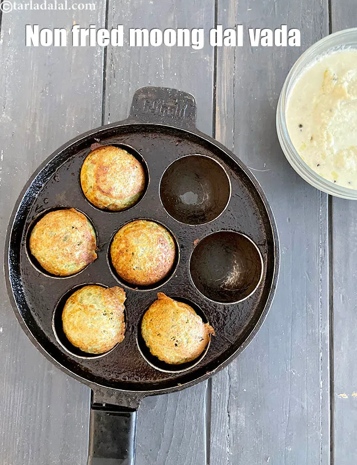 Step 58 – Serve <strong>moong dal vada | non fried&nbsp;moong dal vada | healthy&nbsp;moong dal vada in appe …