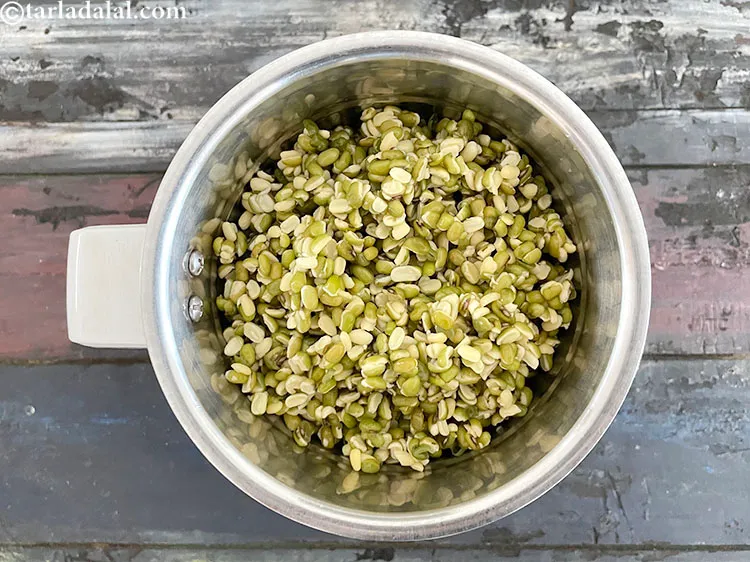Step 14 – In a mixer, put the soaked moong dal.