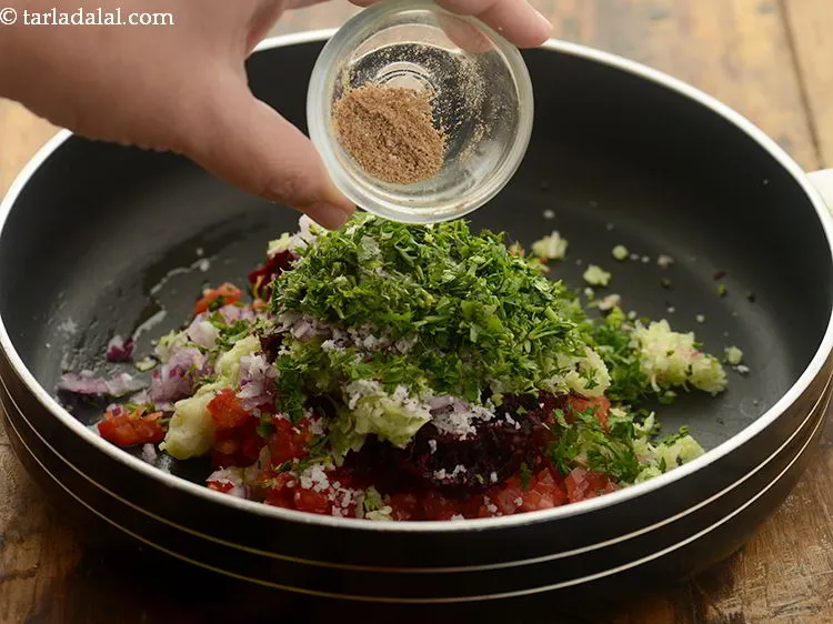 Step 29 – Add very little chaat masala. This is for flavour. Do not add excess of it. …