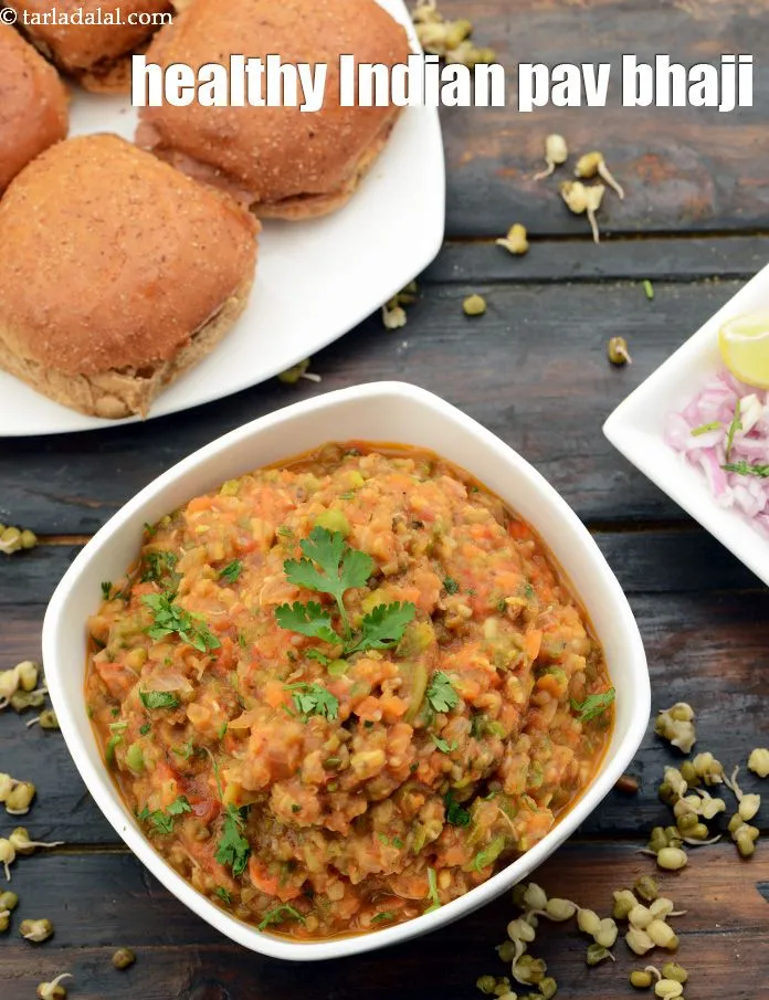 Step 33 – To serve <strong>moong sprouts pav bhaji recipe | sprouts ki pav bhaji | healthy Indian …