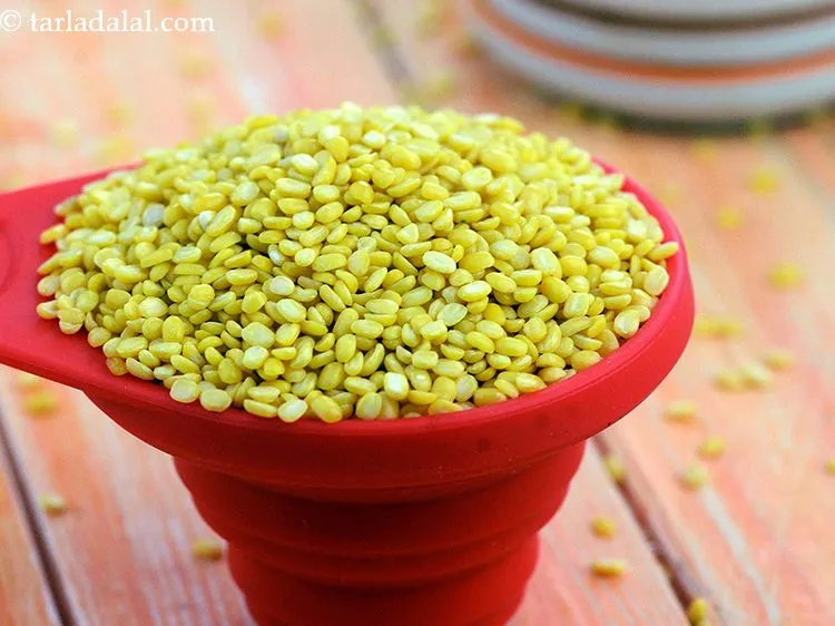 Step 3 – With that we need 1/2 cup&nbsp;<a href="https://www.tarladalal.com/glossary-yellow-moong-dal-split-yellow-gram-peeli-moong-dal-488i">yellow moong dal (split yellow gram)</a>.&nbsp;