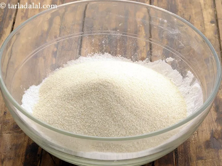 Step 12 – Add semolina. It helps in making the dosa crispy.