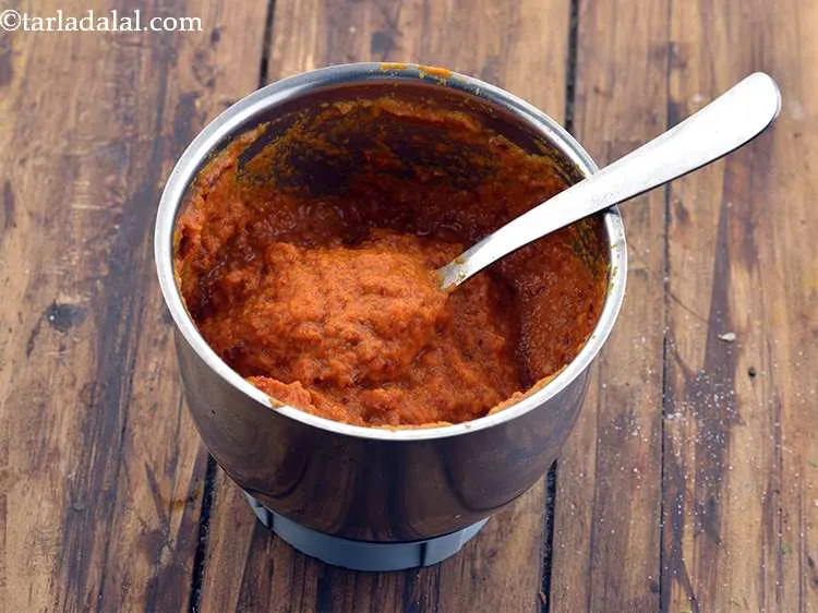 Step 33 – Blend it to a fine and smooth paste till no chunks remain. Keep it aside. …