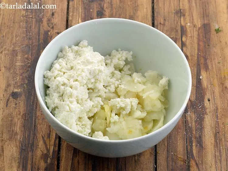 Step 14 – Add the grated paneer into it. You can also use the same amount of <em>Mava/Khoya</em> …