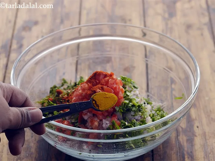 Step 12 – Add turmeric powder.