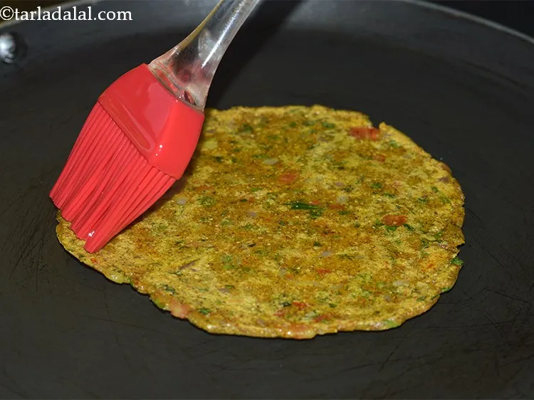 Step 25 – Apply &frac14; tsp oil on each side.