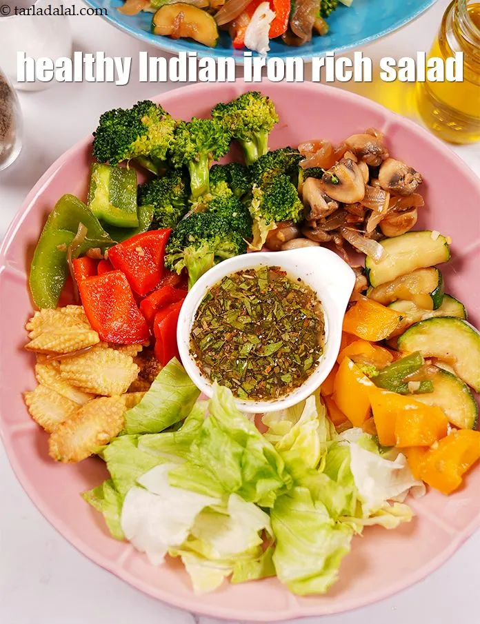 Step 33 – Serve <strong>mushroom&nbsp;broccoli baby corn zucchini salad |&nbsp;zucchini corn&nbsp;broccoli salad | healthy Indian iron rich salad …