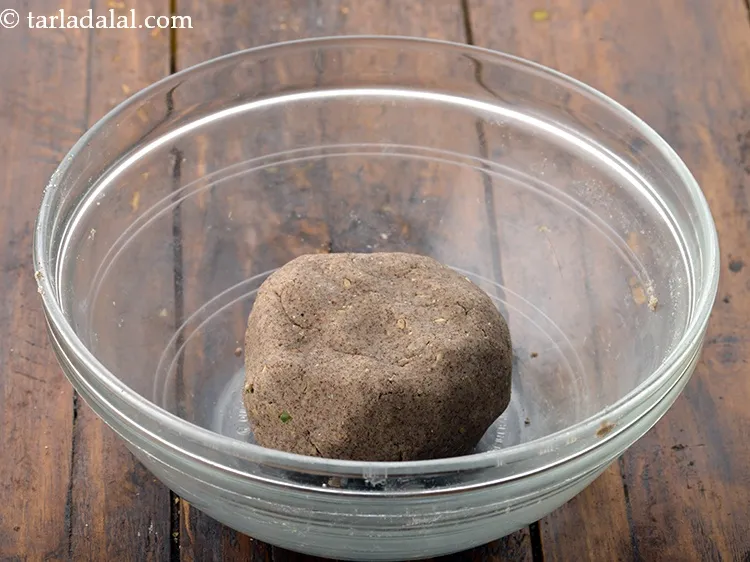 Step 13 – Knead into a firm dough using water. Keep aside.&nbsp;