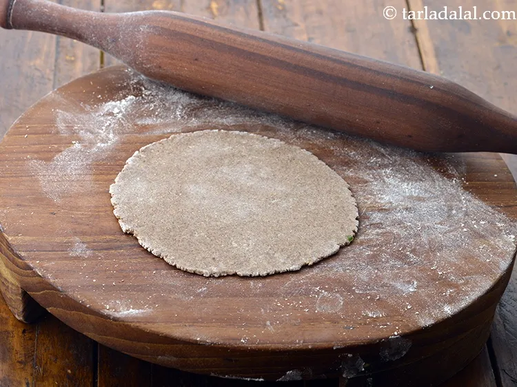 Step 15 – Roll out a portion of the dough into a 125 mm. (5&quot;) diameter thin circle, …