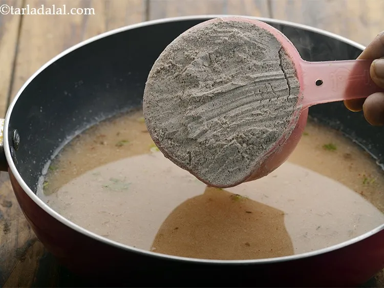 Step 10 – Add the ragi flour. &nbsp;