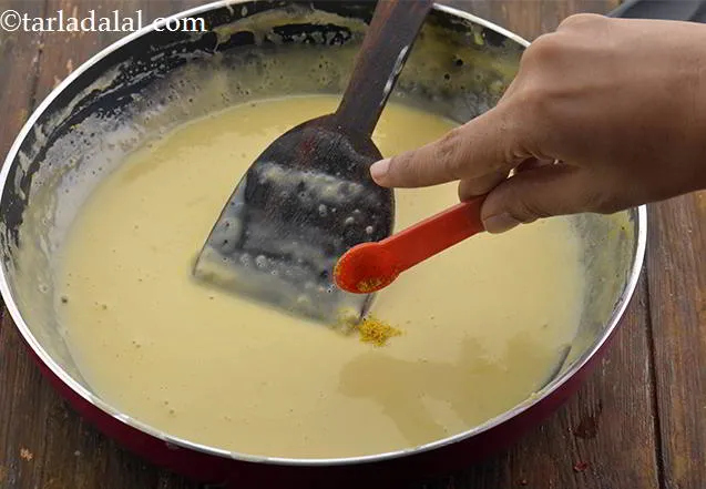 Step 14 – Switch off the flame and add the mustard powder. This adds a unique flavor to …