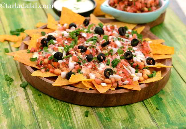 Step 25 – Serve the <strong>Nachos with Salsa and Baked Beans</strong> immediately.