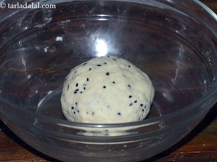 Step 17 – Knead very well into a semi-stiff dough. If the dough is too soft, the nimki …