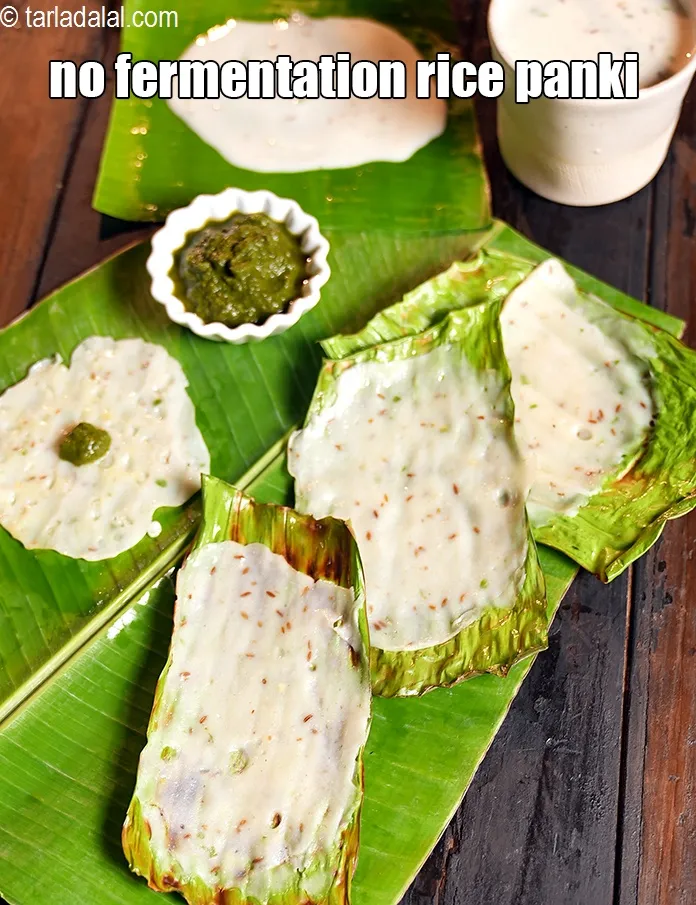Step 23 – Serve <strong>quick rice panki | no fermentation rice panki | rice flour and urad dal …