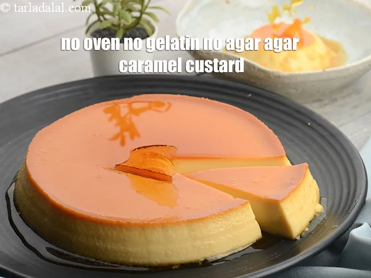 Step 20 – Demould and serve <strong>eggless caramel custard recipe | eggless Indian caramel pudding | no oven …