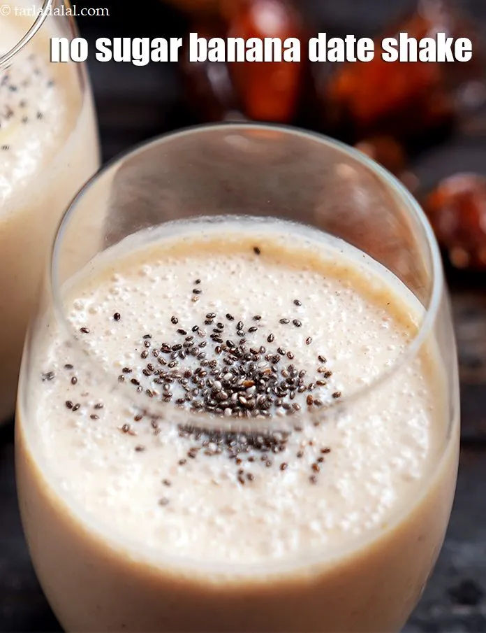 Step 14 – Serve <strong>date banana milkshake</strong> chilled.