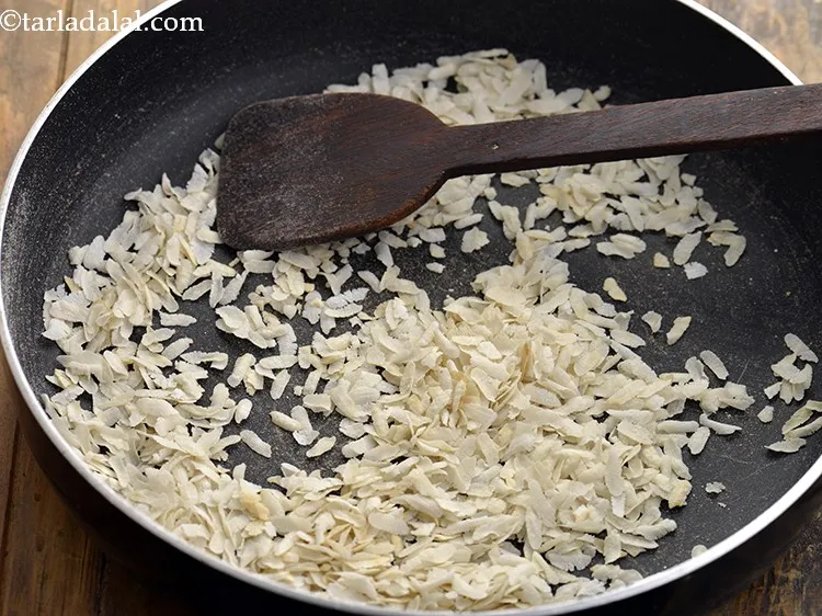 Step 5 – In the same pan, add the beaten rice.Dry roast on a medium flame for 2 …