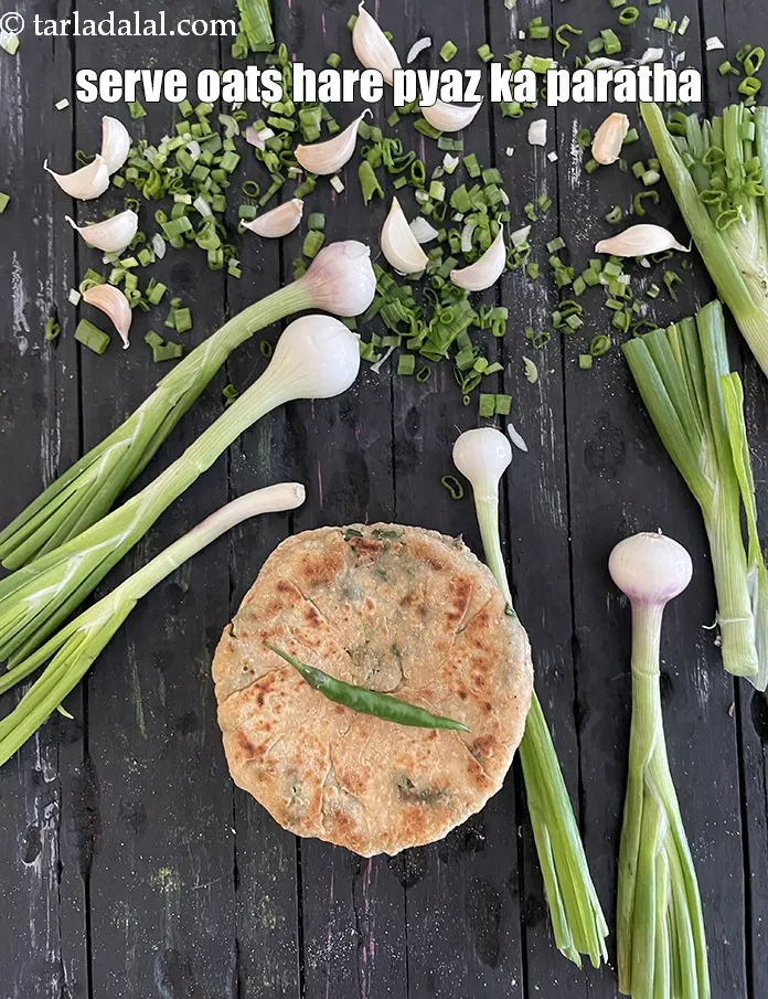 Step 37 – Serve&nbsp;<strong>spring onion stuffed oats paratha | &nbsp;healthy spring onion stuffed oats paratha&nbsp;| Indian oats hare …