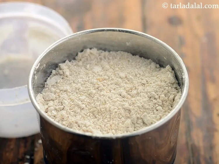 Step 4 – Blend in a mixer to a smooth powder. The texture of the oats-urad dal should …