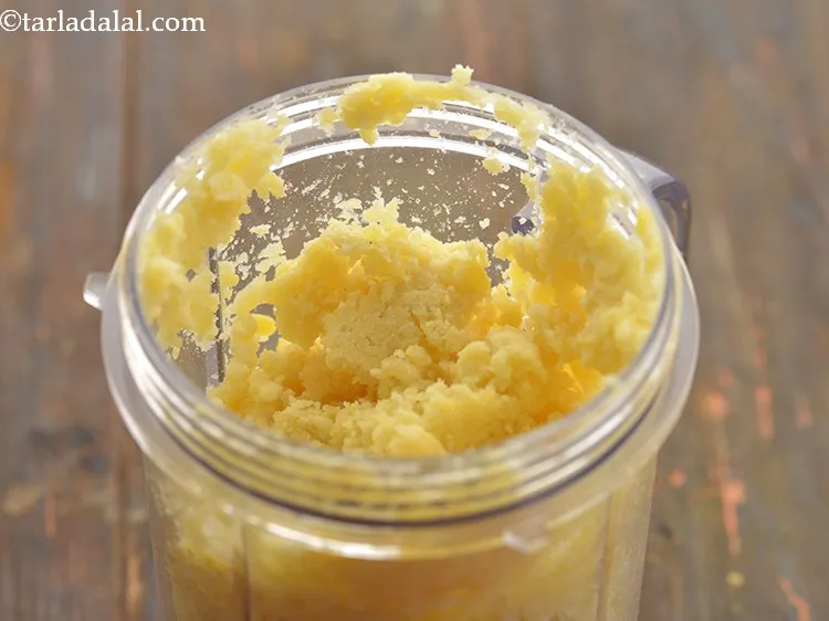 Step 6 – Transfer it to a mixer jar and blend to a coarse paste.