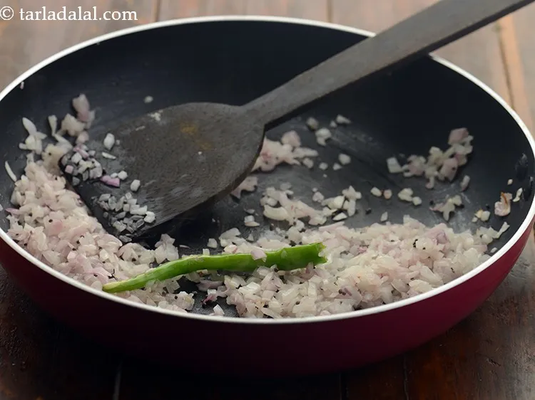 Step 14 – Saut&eacute; on a low flame for 2 to 3 minutes or until the onions turn …