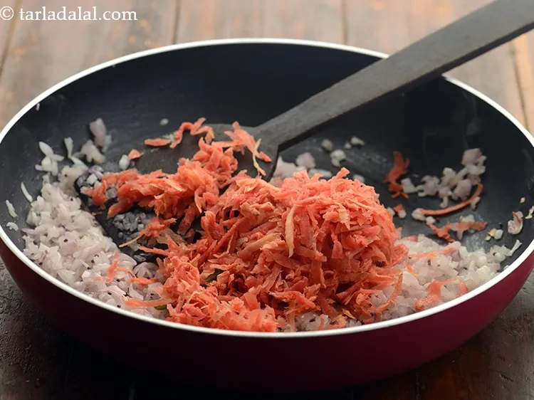 Step 15 – Add the carrots. Carrots help in lowering cholesterol and blood pressure. Read more about&nbsp;<a href="https://www.tarladalal.com/article-health-benefits-of-gajar-carrots-258" …