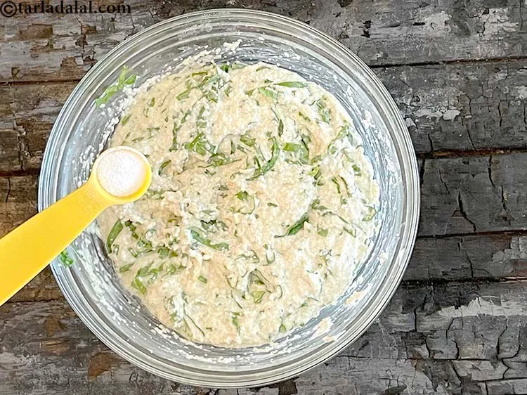 Step 35 – Use freshly opened fruit salt for perfectly puffed dhoklas.&nbsp;