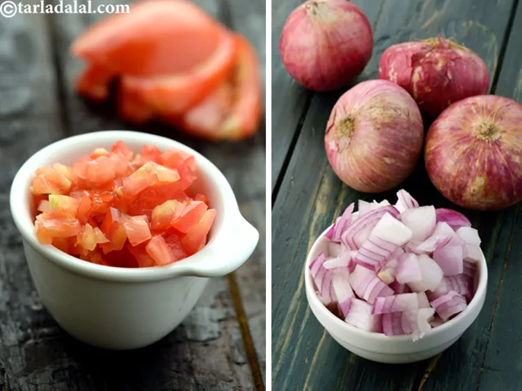 स्टेप 54 – आप प्याज और टमाटर को पहले से काट सकते हैं, …